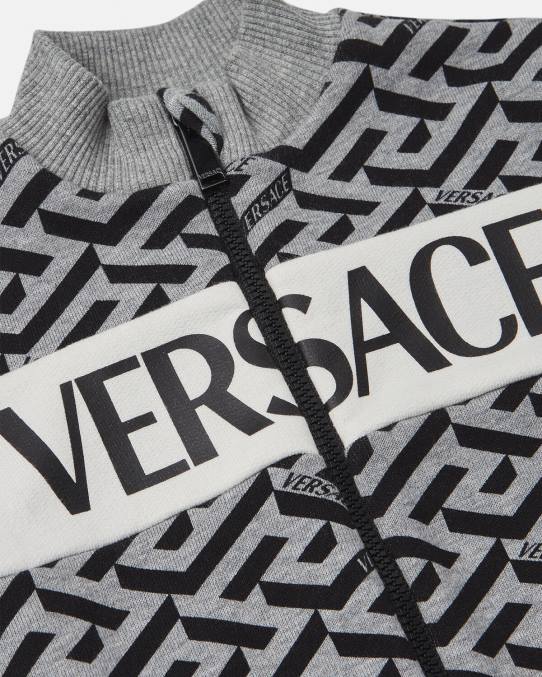 Versace ropa niños sudadera con cremallera para bebé la greca 6BPV1909 gris y estampado