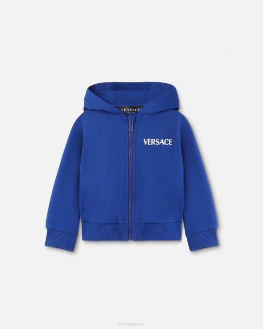 Versace ropa niños sudadera con logo universitario para bebé 6BPV1923 azul