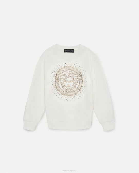 Versace ropa niños sudadera con medusa de cristal 6BPV1963 blanco