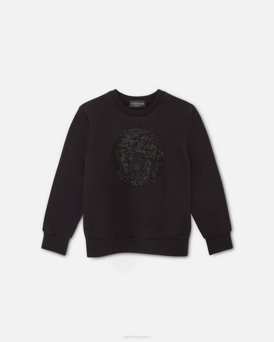 Versace ropa niños sudadera con medusa de cristal 6BPV1998 negro