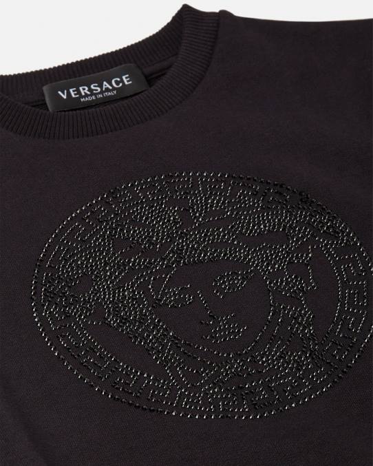 Versace ropa niños sudadera con medusa de cristal 6BPV1998 negro