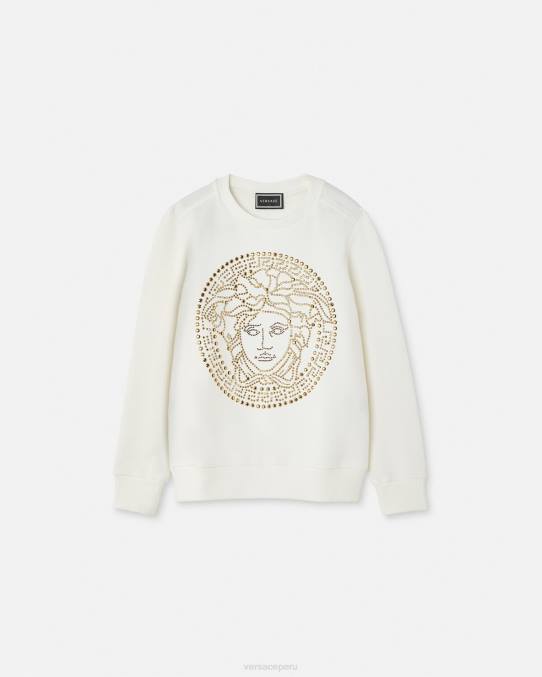 Versace ropa niños sudadera con tachuelas y Medusa 6BPV1962 blanco