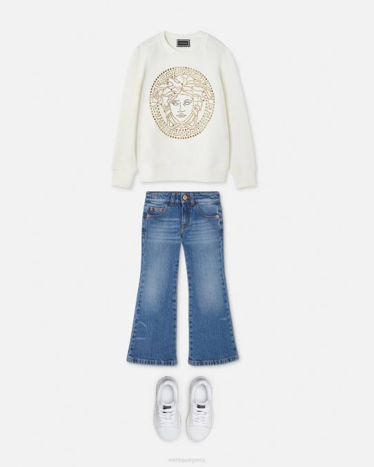 Versace ropa niños sudadera con tachuelas y Medusa 6BPV1962 blanco