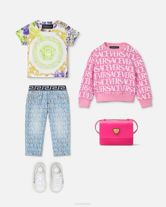 Versace ropa niños sudadera integral para bebé 6BPV1872 rosa y estampado