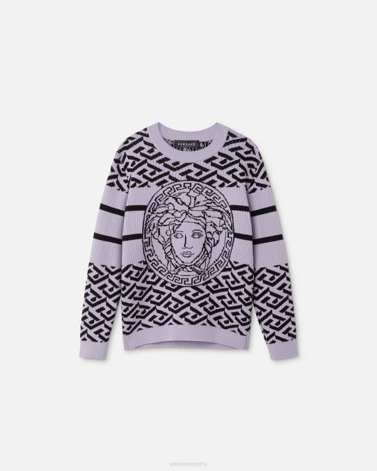 Versace ropa niños suéter con medusa y greca 6BPV1995 lila