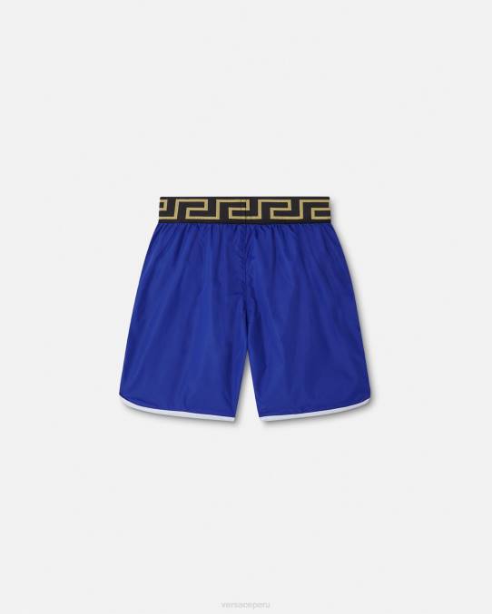 Versace ropa niños shorts de baño con borde de Medusa y Greca 6BPV2113 azul