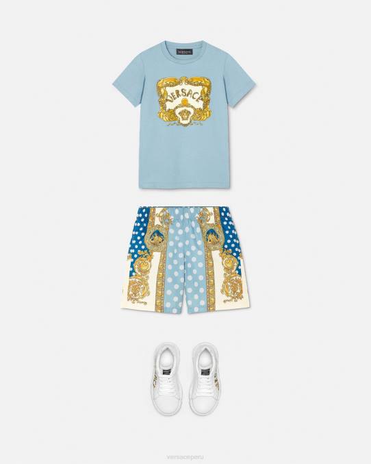 Versace ropa niños shorts de baño con diseño barroco de conchas marinas 6BPV2085 imprimir