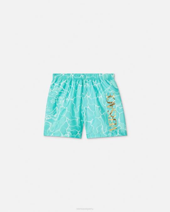 Versace ropa niños shorts de baño con logo de Medusa 6BPV2134 azul