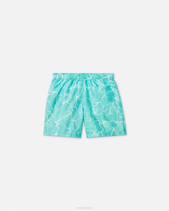 Versace ropa niños shorts de baño con logo de Medusa 6BPV2134 azul