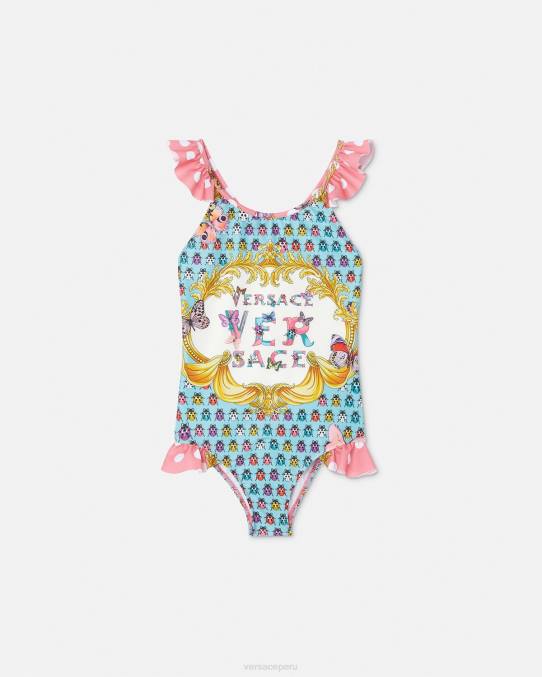 Versace ropa niños traje de baño mariposas 6BPV1938 rosa y blanco