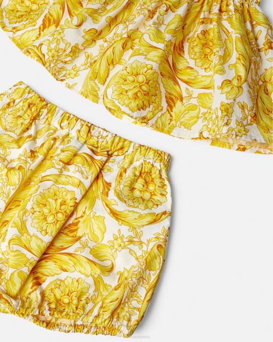 Versace ropa niños conjunto de vestido de bebé barroco 6BPV1822 Oro blanco