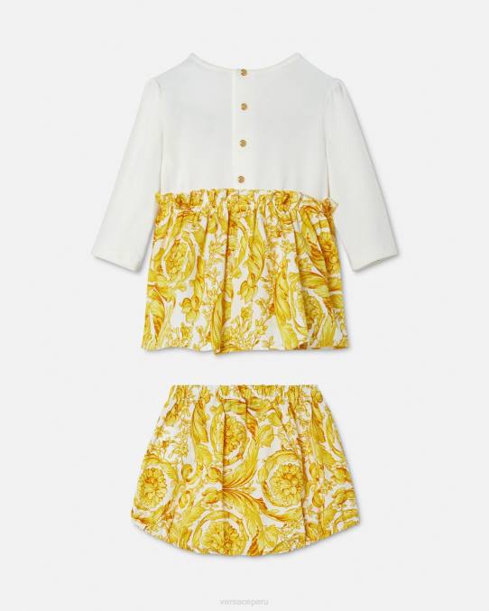 Versace ropa niños conjunto de vestido de bebé barroco 6BPV1822 Oro blanco