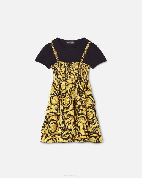 Versace ropa niños vestido barroco con volantes 6BPV1987 negro