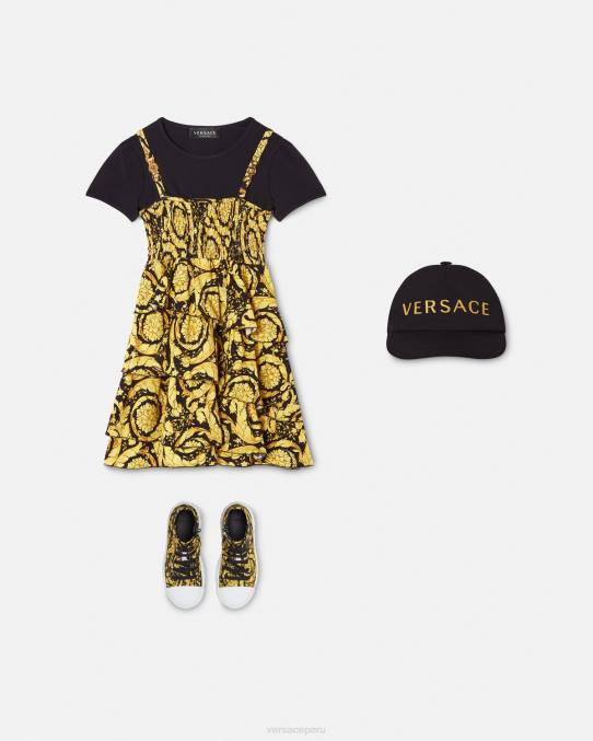 Versace ropa niños vestido barroco con volantes 6BPV1987 negro