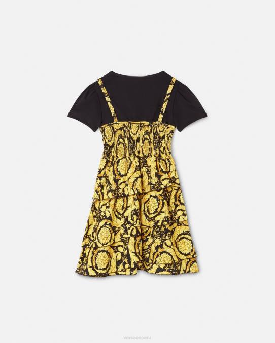 Versace ropa niños vestido barroco con volantes 6BPV1987 negro