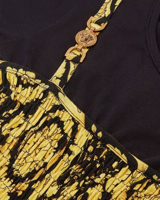 Versace ropa niños vestido barroco con volantes 6BPV1987 negro