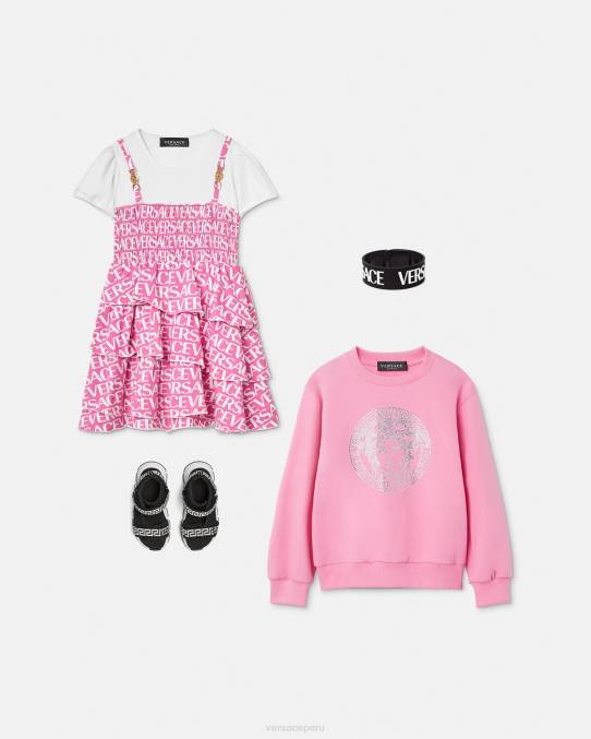 Versace ropa niños vestido con volantes en toda la prenda 6BPV1977 Rosa claro