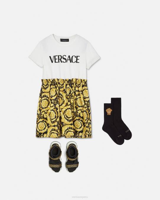 Versace ropa niños vestido estilo camiseta barroco 6BPV1953 blanco y estampado