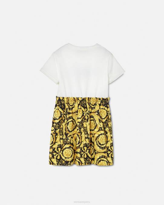 Versace ropa niños vestido estilo camiseta barroco 6BPV1953 blanco y estampado