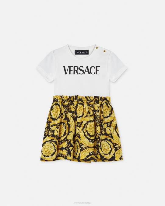 Versace ropa niños vestido estilo camiseta para bebé estilo barroco 6BPV1858 blanco y estampado