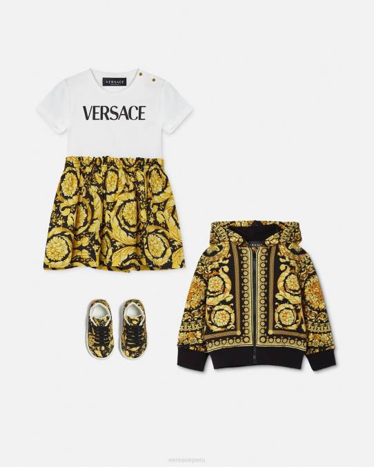 Versace ropa niños vestido estilo camiseta para bebé estilo barroco 6BPV1858 blanco y estampado