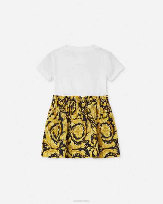 Versace ropa niños vestido estilo camiseta para bebé estilo barroco 6BPV1858 blanco y estampado