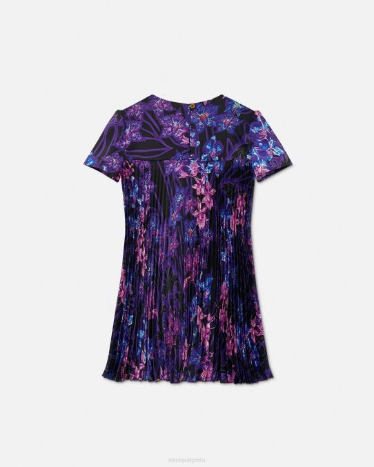 Versace ropa niños vestido plisado barroco orquídea 6BPV2007 violeta y estampado