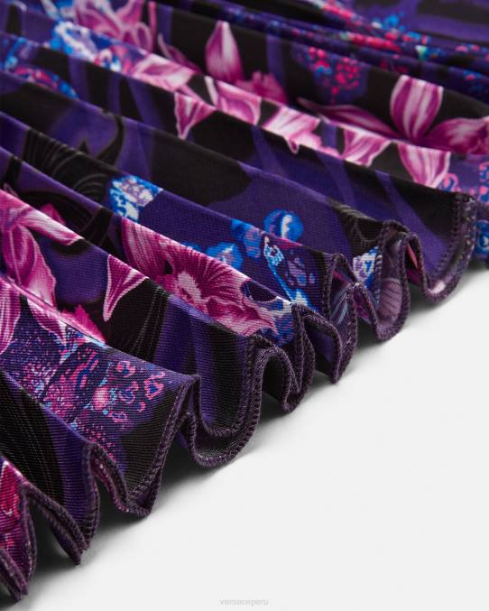 Versace ropa niños vestido plisado barroco orquídea 6BPV2007 violeta y estampado