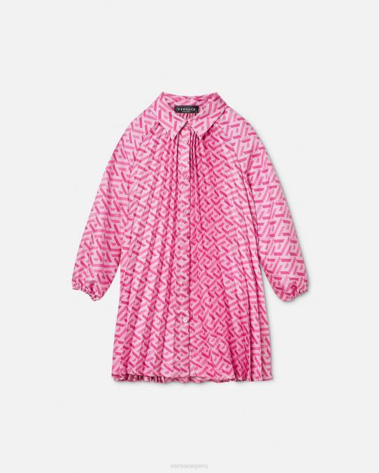 Versace ropa niños vestido plisado la greca 6BPV1997 rosa