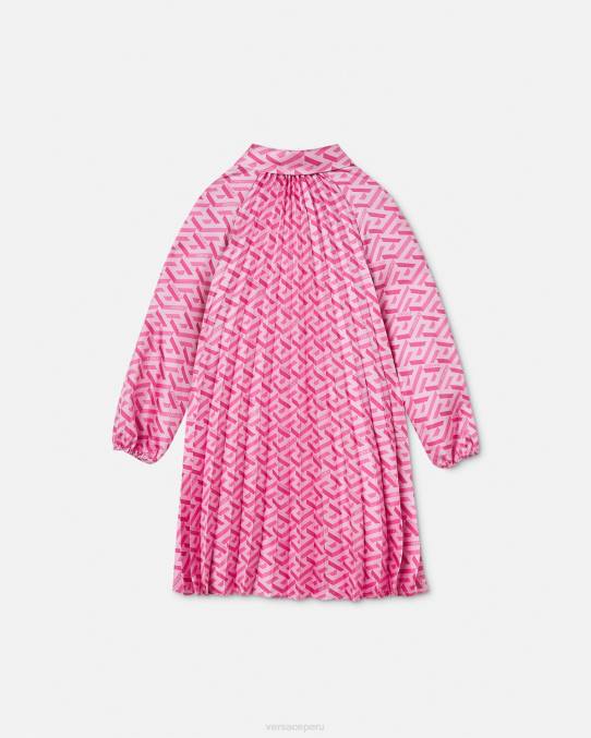 Versace ropa niños vestido plisado la greca 6BPV1997 rosa