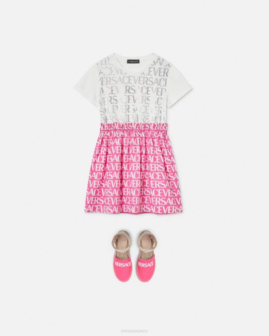 Versace ropa niños vestido por toda la prenda 6BPV1980 blanco y rosa