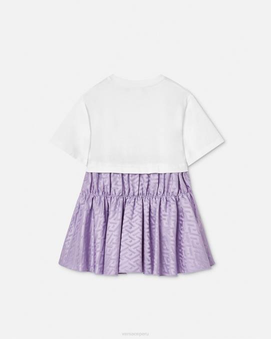 Versace ropa niños vestido tipo camiseta con greca 6BPV1996 blanco y lila