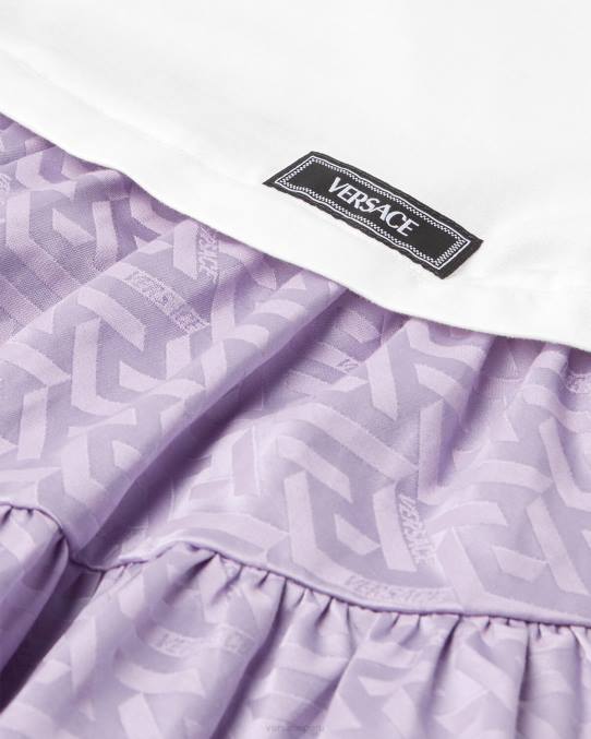 Versace ropa niños vestido tipo camiseta con greca 6BPV1996 blanco y lila