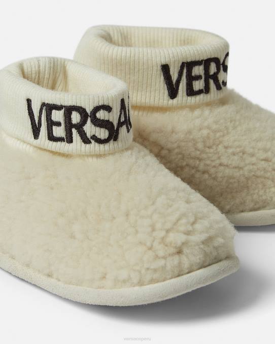 Versace zapato niños botas de bebé con logo de peluche 6BPV1849 beige