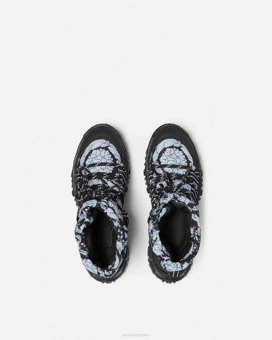 Versace zapato niños botas de nieve con silueta barroca 6BPV2034 blanco negro