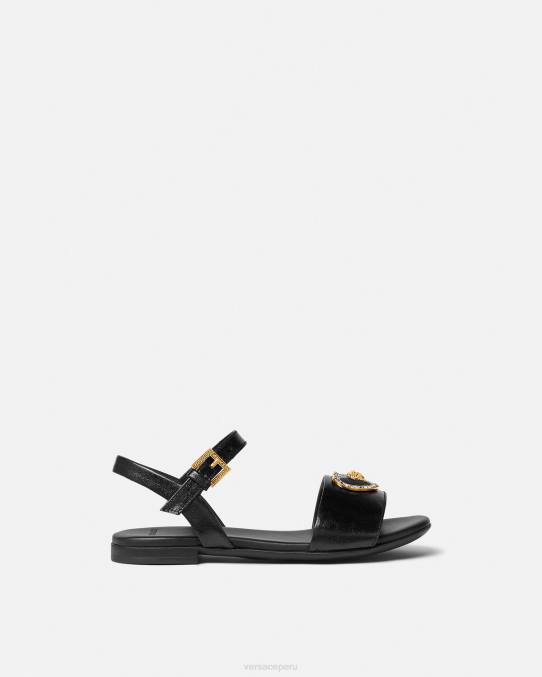 Versace zapato niños sandalias con corazón de cristal y medusa 6BPV2028 negro