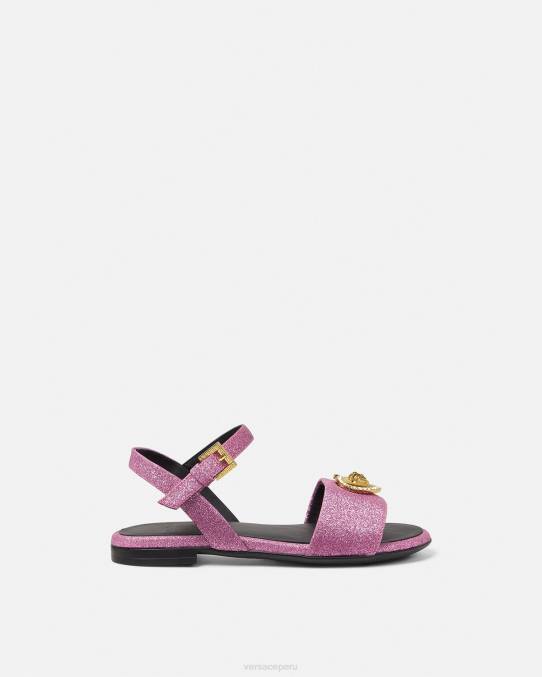 Versace zapato niños sandalias con corazón de cristal y medusa 6BPV2039 rosa