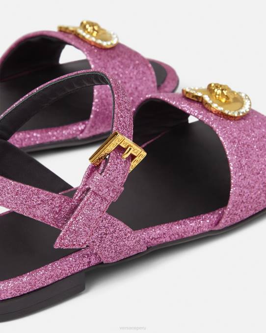 Versace zapato niños sandalias con corazón de cristal y medusa 6BPV2039 rosa