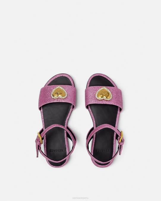 Versace zapato niños sandalias con corazón de cristal y medusa 6BPV2039 rosa