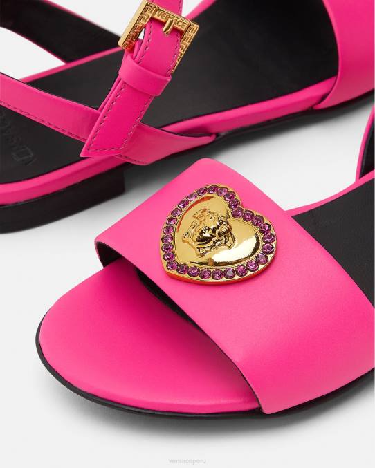 Versace zapato niños sandalias con corazón de cristal y medusa 6BPV2040 fucsia
