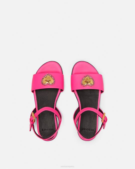 Versace zapato niños sandalias con corazón de cristal y medusa 6BPV2040 fucsia