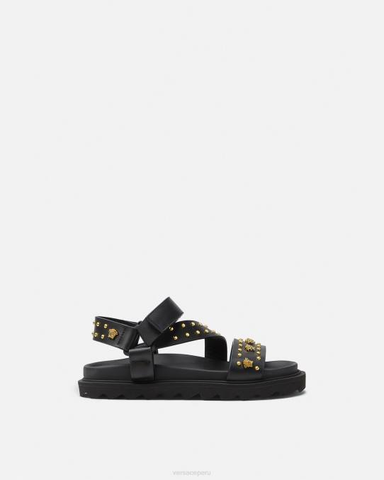 Versace zapato niños sandalias con tachuelas y medusa 6BPV2041 negro
