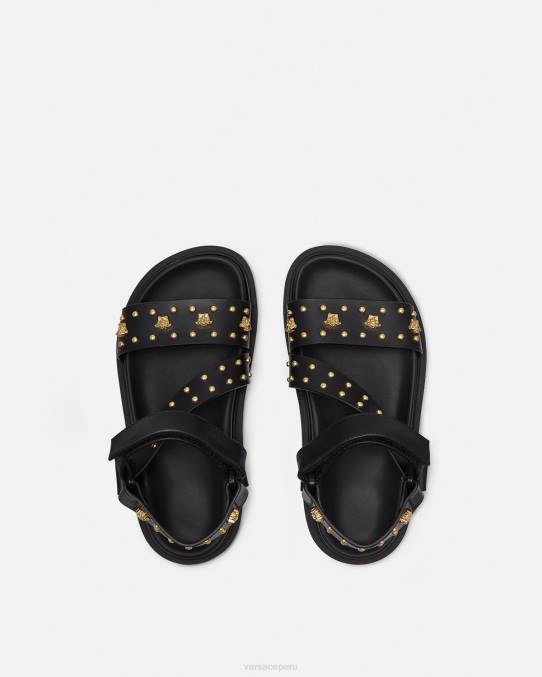 Versace zapato niños sandalias con tachuelas y medusa 6BPV2041 negro