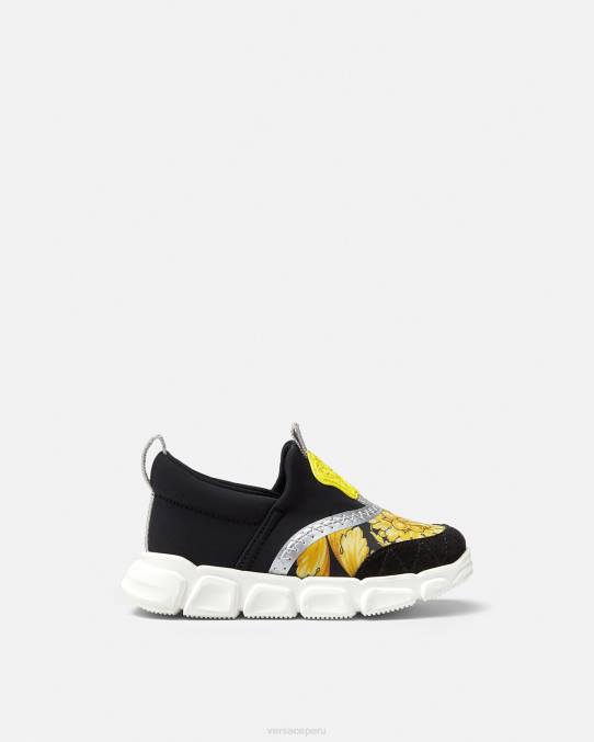 Versace zapato niños zapatillas barroco con medusa para bebé 6BPV1877 negro y estampado