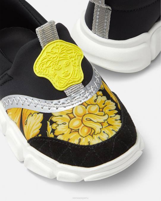 Versace zapato niños zapatillas barroco con medusa para bebé 6BPV1877 negro y estampado