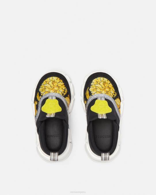 Versace zapato niños zapatillas barroco con medusa para bebé 6BPV1877 negro y estampado