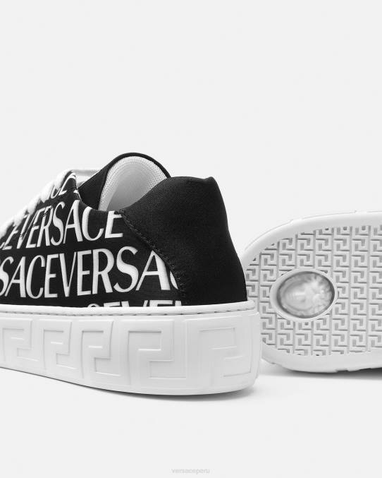 Versace zapato niños zapatillas con greca en toda la prenda 6BPV2038 negro y estampado