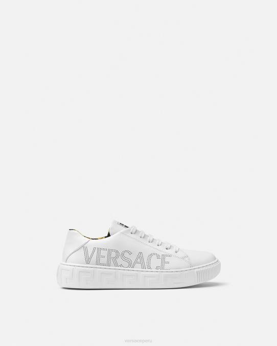 Versace zapato niños zapatillas con logo Greca 6BPV2036 blanco y estampado