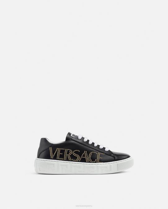 Versace zapato niños zapatillas con logo Greca 6BPV2037 negro