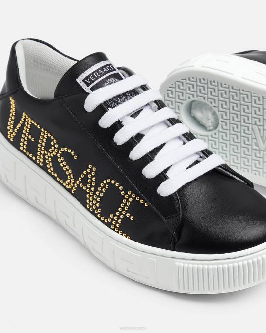Versace zapato niños zapatillas con logo Greca 6BPV2037 negro